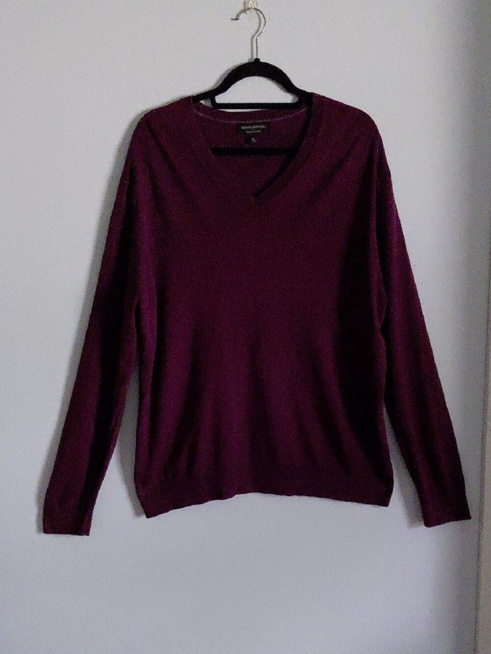 Banana Republic Mens Maroon V Neck Cotton Silk Cashmere Blend Sweater Luxe XL